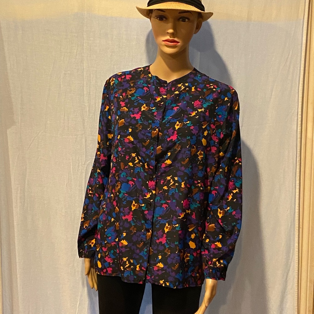Beautiful Andre Sauvage Multi Color Blouse Size 10